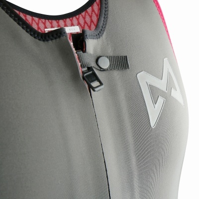 Colete salvavidas cinzento com fecho e logotipo branco