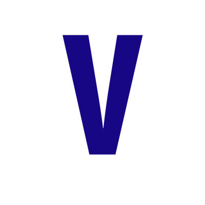Letra V azul escuro em fundo branco