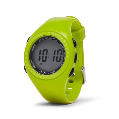 Relógio digital verde com mostrador redondo e pulseira de silicone