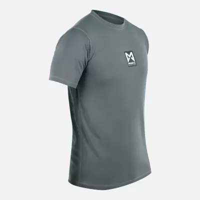 T-shirt masculina cinza com logo MVXTS no peito