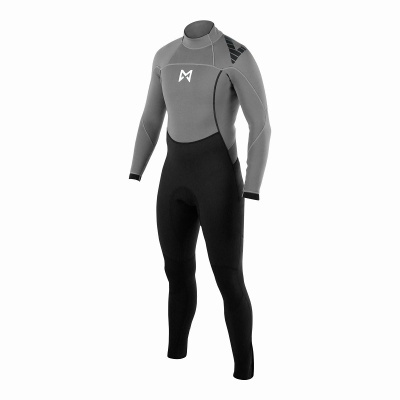Fato de mergulho integral cinza e preto em neoprene