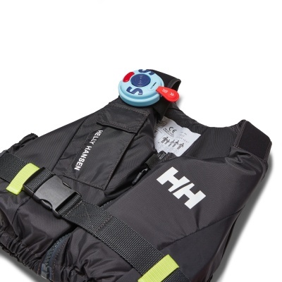 Colete salva-vidas preto Helly Hansen com dispositivo de segurança no ombro