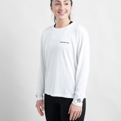 Camisola branca de manga comprida com logótipo 'ROADSTER'