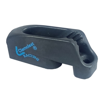 Aparelho preto com texto azul Clamcleat Racing