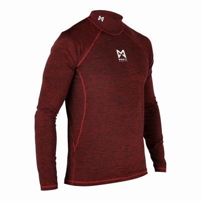 Camisola manga comprida bordô com gola alta e logotipos brancos