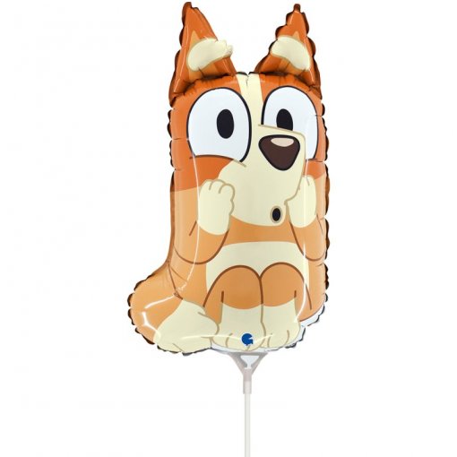 Balão metalizado em forma de cachorro cartunesco castanho e bege