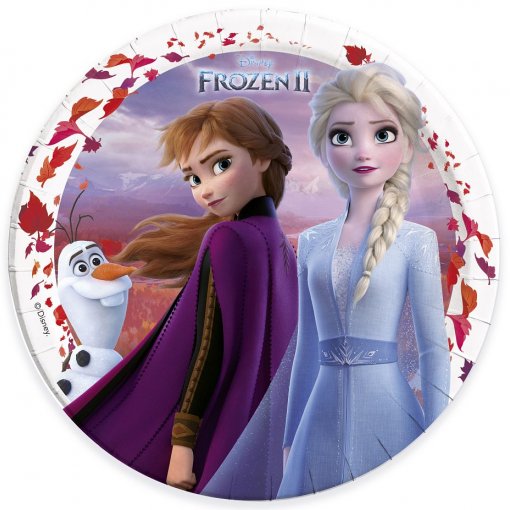Prato descartável decorado com personagens Disney Frozen 2