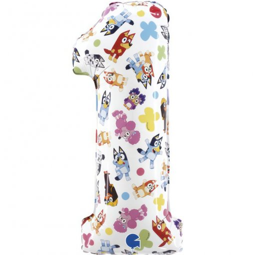 Balão metálico número 1 com desenhos coloridos de corujas