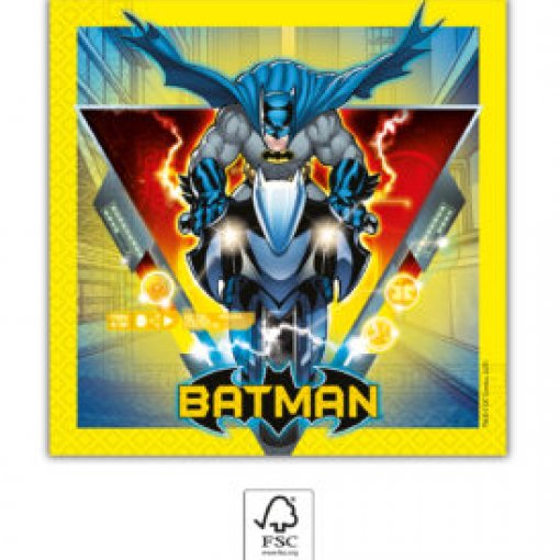 Lenço de papel amarelo com imagem de Batman em ação