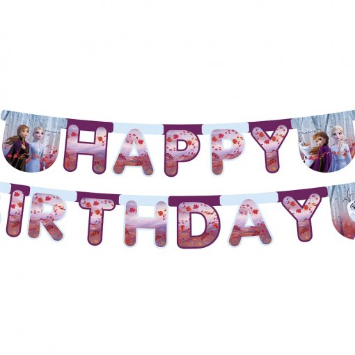 Faixa decorativa HAPPY BIRTHDAY com personagens do Frozen