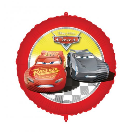 Balão de personagem Disney Pixar Cars com cores vermelha, amarela e cinza