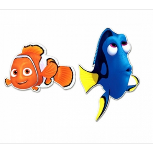 Figuras animadas de peixes coloridos, um laranja e outro azul, num fundo branco