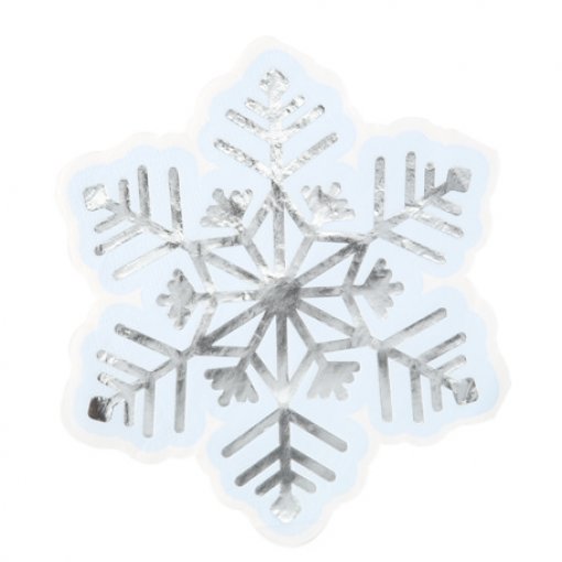 Adesivo floco de neve prateado com contorno branco