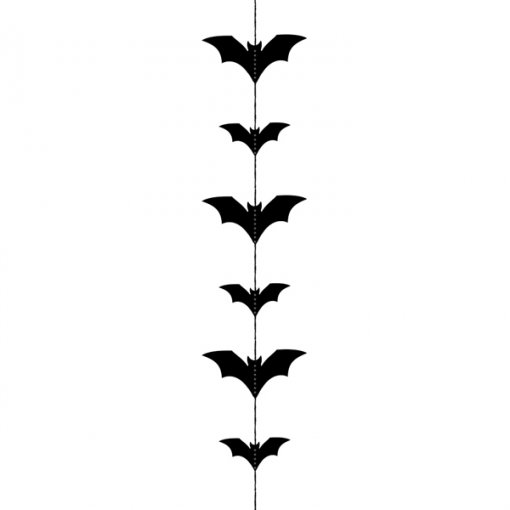 Cordão decorativo com morcegos pretos em linha vertical