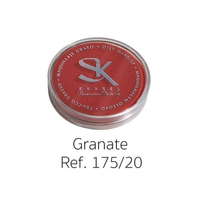Pó compacto vermelho para maquilhagem da Skarel com embalagem redonda transparente