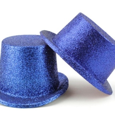 Chapéus cartola azul com glitter
