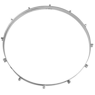 Aro metálico circular prateado com parafusos