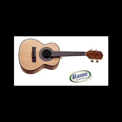 Guitarra acústica com corpo claro e logo Rosini