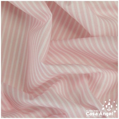 Tecido rosa e branco às riscas com logótipo Almacenes Casa Angel
