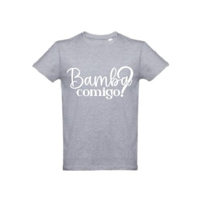 T-shirt cinzenta com texto branco Bamba comigo!