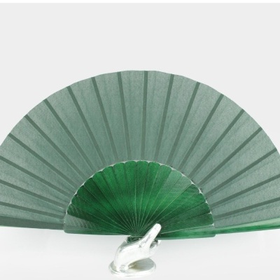 Leque de mão verde com base transparente