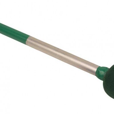 Martele de percussion com cabo metálico prateado e verde e cabeça esférica verde escuro
