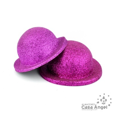Dois chapéus estilo coco com glitter roxo e rosa sobre fundo branco