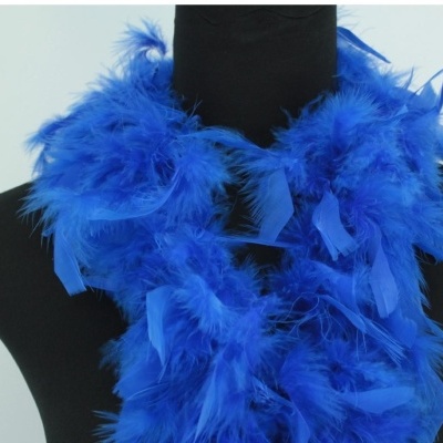 Lenço de penas azuis num manequim preto