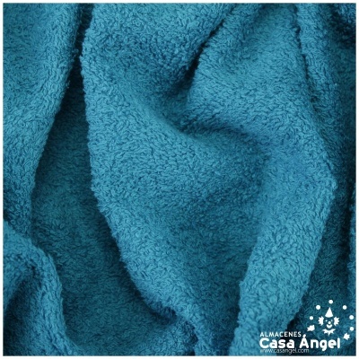 tecido azul-turquesa felpudo com logotipo ALMACENES Casa Angel