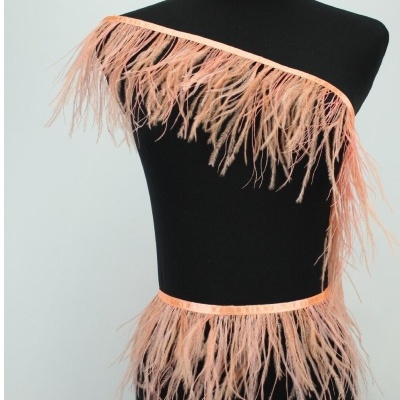 Fita cor-de-rosa com plumas longas em manequim preto