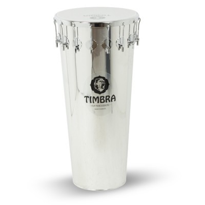 Contínua de timbal prateada com logo TIMBRA e 8 afinações tensionáveis