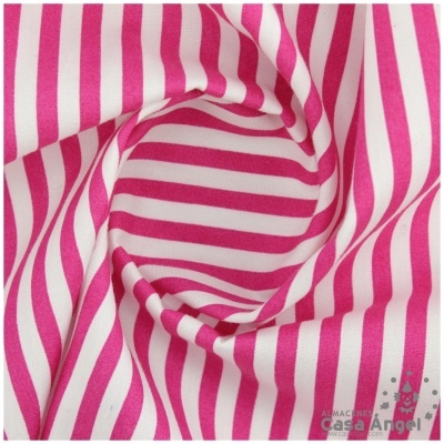 tecido riscado rosa e branco enrolado com logótipo CASA ANGEL ao fundo