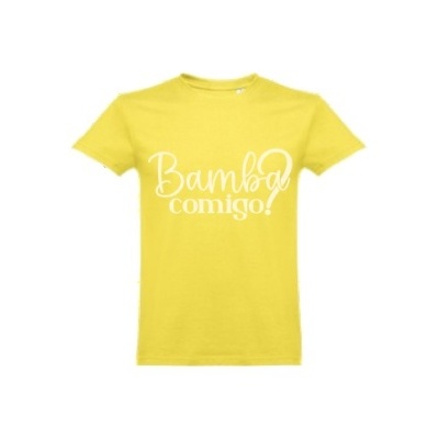 T-shirt amarela com texto branco Bamba comigo!