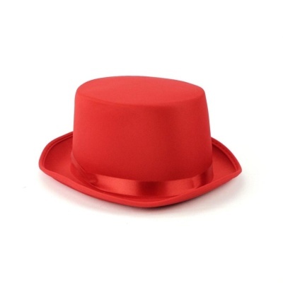 Chapéu vermelho tipo cartola com fita de cetim