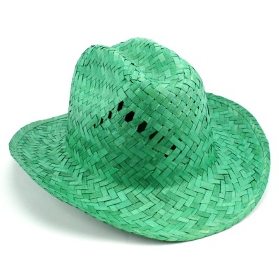 Chapéu verde de palha trançada com abas largas