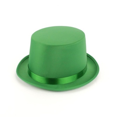 Chapéu cartola verde com faixa de cetim verde