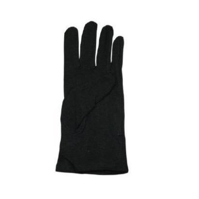 Luva preta de tecido com cinco dedos, textura lisa
