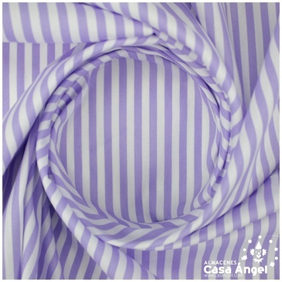 Tecido riscado lilás e branco com logótipo Casa Angel