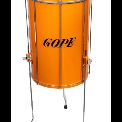 Tambor laranja GOPE com estrutura metálica e tripé ajustável