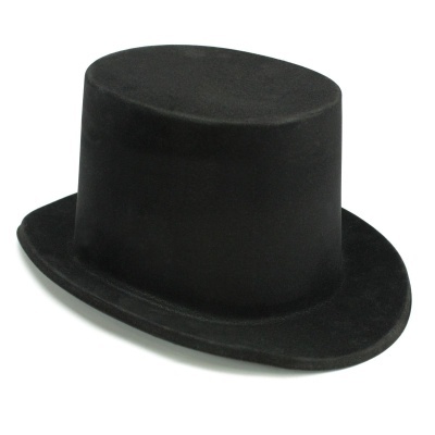 Chapéu cartola preto com textura aveludada