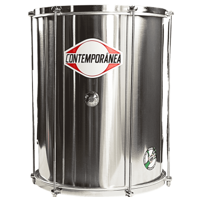 Tambor de aço inoxidável com logo CONTEMPORÂNEA