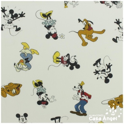 Papel de parede com personagens Disney coloridos sobre fundo branco