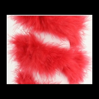 Pena vermelha fofa sobre fundo branco