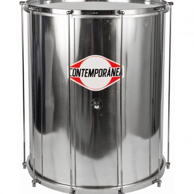 Tambor de percussão metálico grande marca Contemporânea