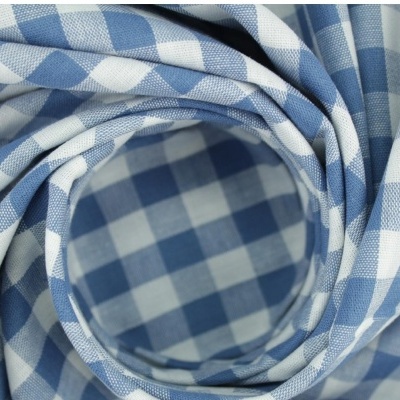 tecido xadrez azul claro e branco enrolado em círculo