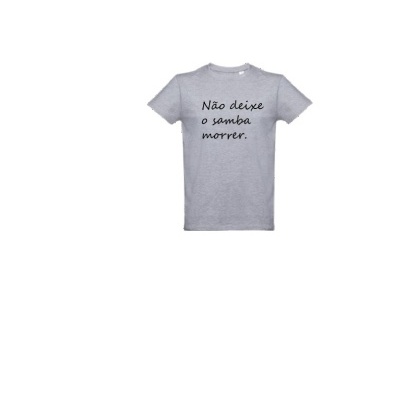 T-shirt cinzenta com frase em preto 