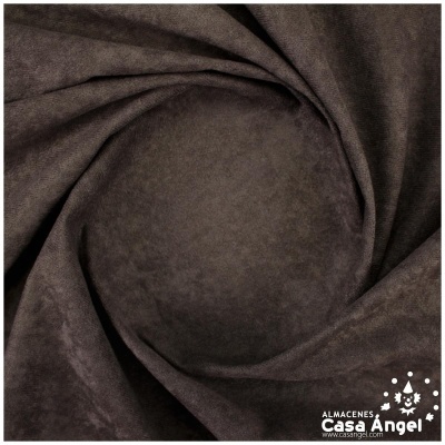 Tecido castanho escuro texturizado dobrado em espiral com logotipo ALMACENES Casa Ángel