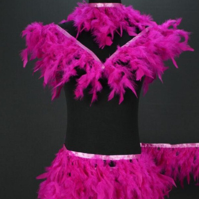 Conjunto de penas cor-de-rosa num manequim preto