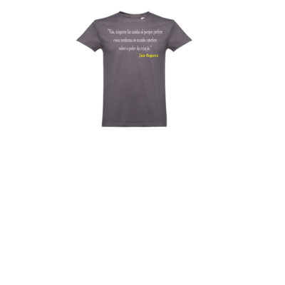 T-shirt cinzenta com texto em branco e amarelo de João Nogueira