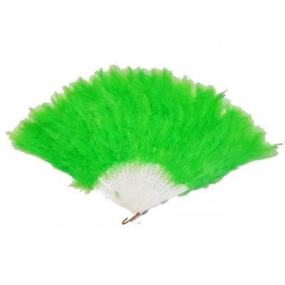 Leque de penas verdes com base branca